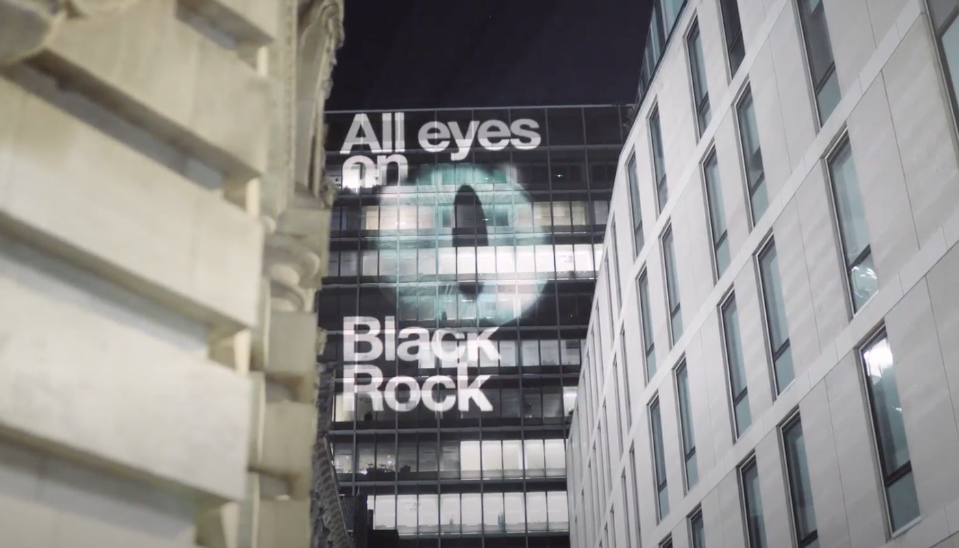 Projection of All Eyes On BlackRock in London